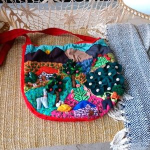 Vintage Peruvian  boho applique bag